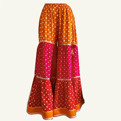 Multicolored Bandhani Modal silk sharara