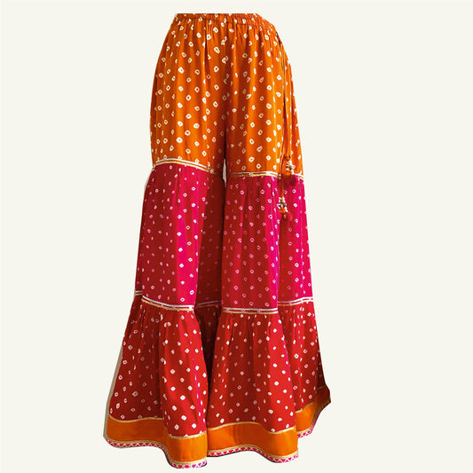 Multicolored Bandhani Modal silk sharara