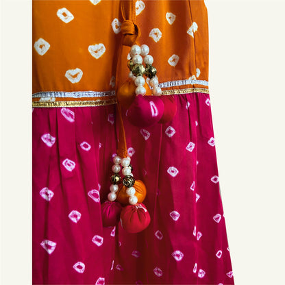 Multicolored Bandhani Modal silk sharara