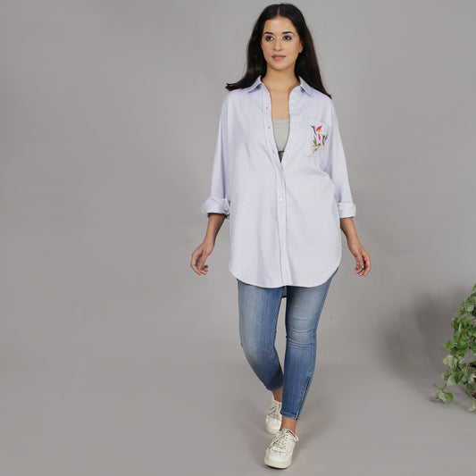 White shirt with bird Embroidery