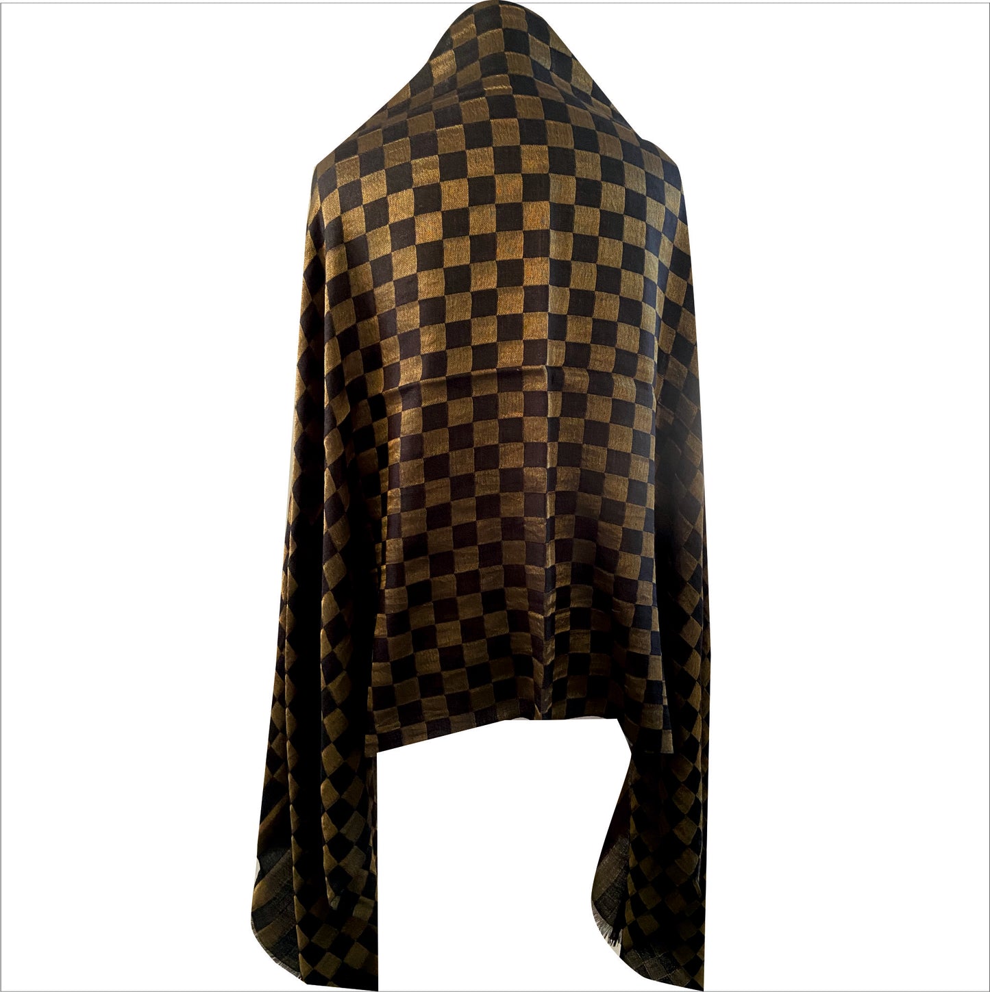 Pashmina stole with metallic checks pattern