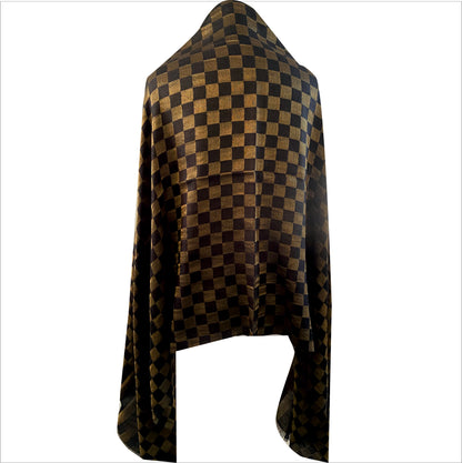 Pashmina stole with metallic checks pattern