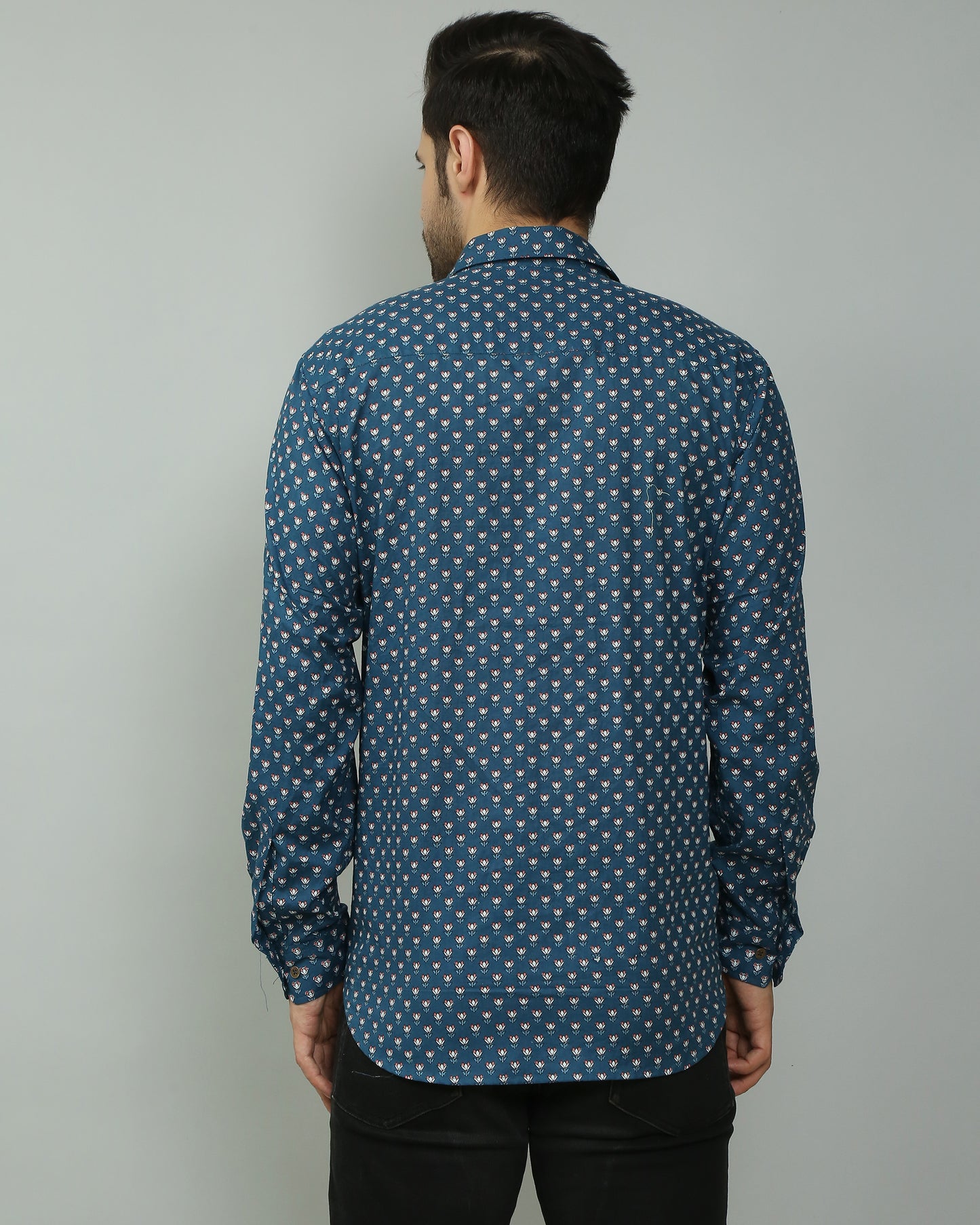 Blue Cotton printed full sleeves shirt