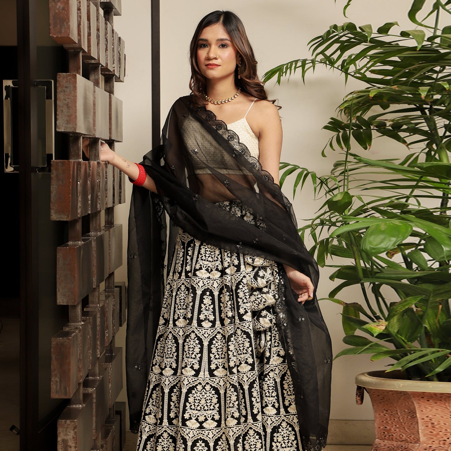 Black Embroidered Lehenga Set