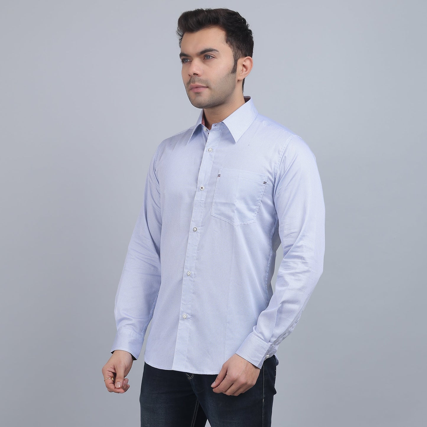 White Cotton printed full sleeves shirt