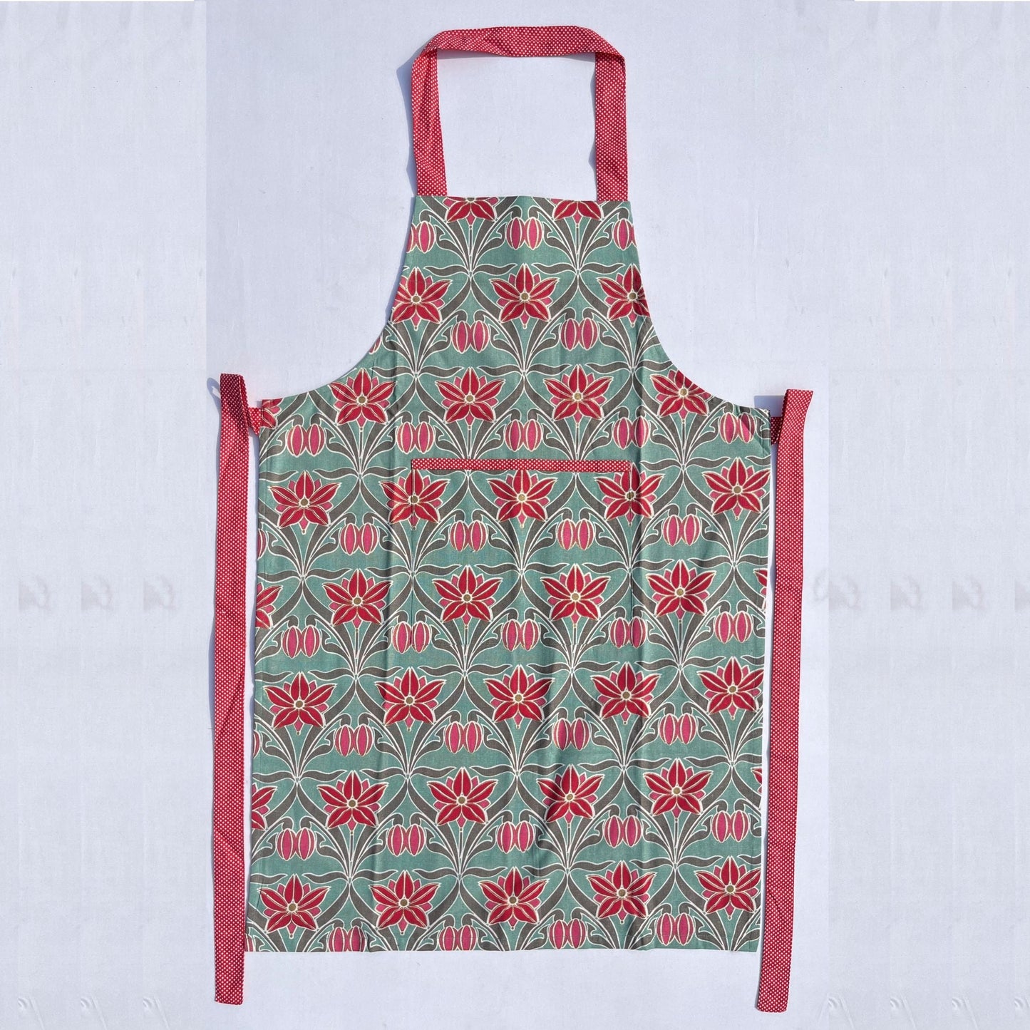 Sage green printed apron set