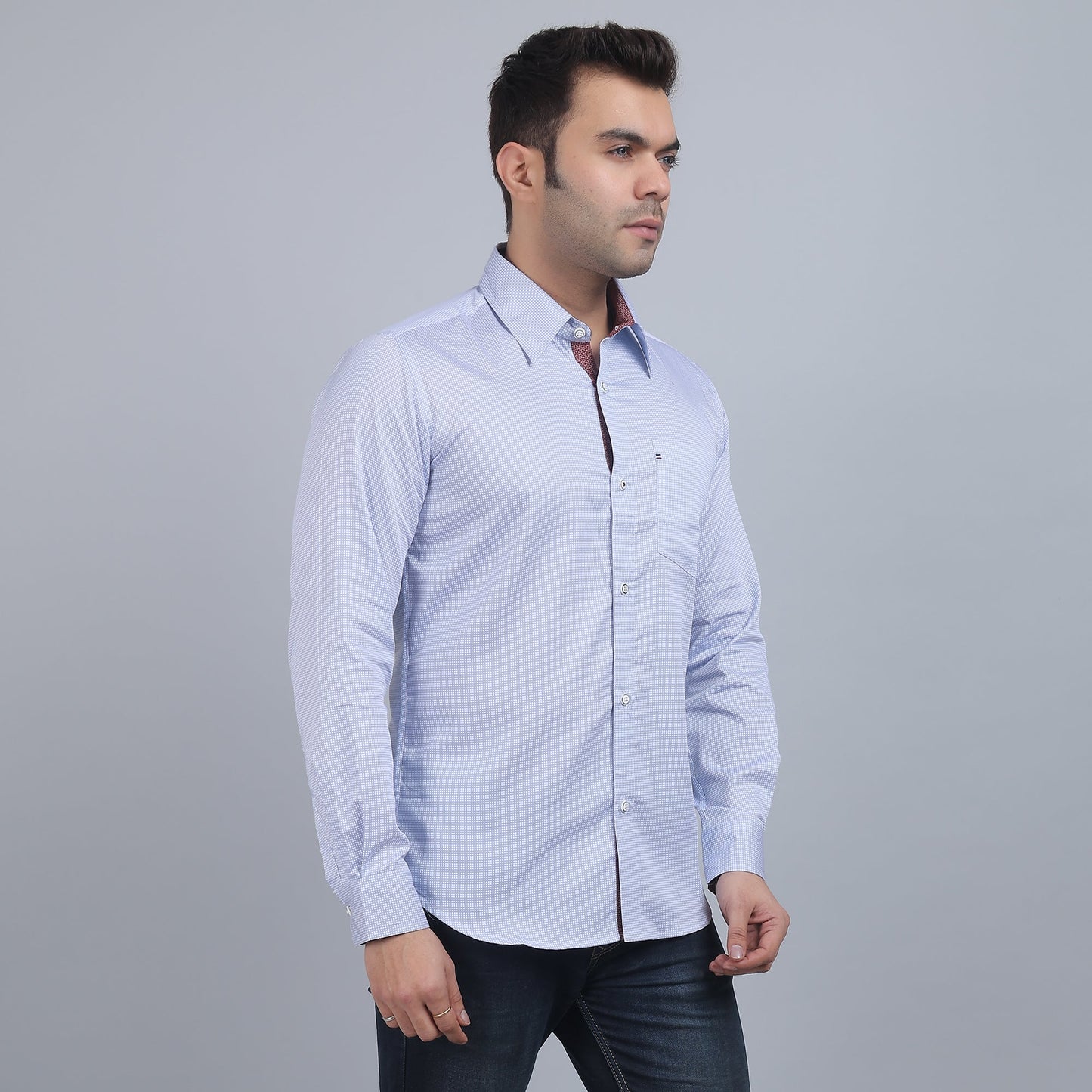 White Cotton printed full sleeves shirt