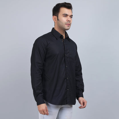 Black Cotton SOLID Full Sleeves Shirt