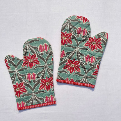 Sage green printed apron set