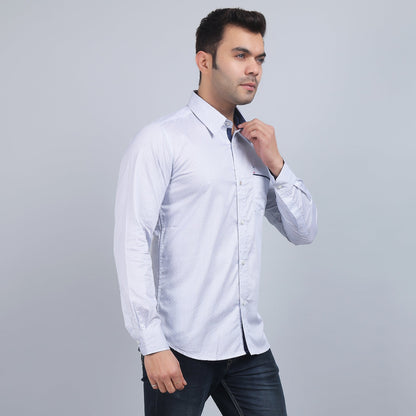White Cotton printed full sleeves shirt