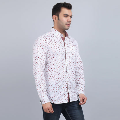 White Cotton printed full sleeves shirt