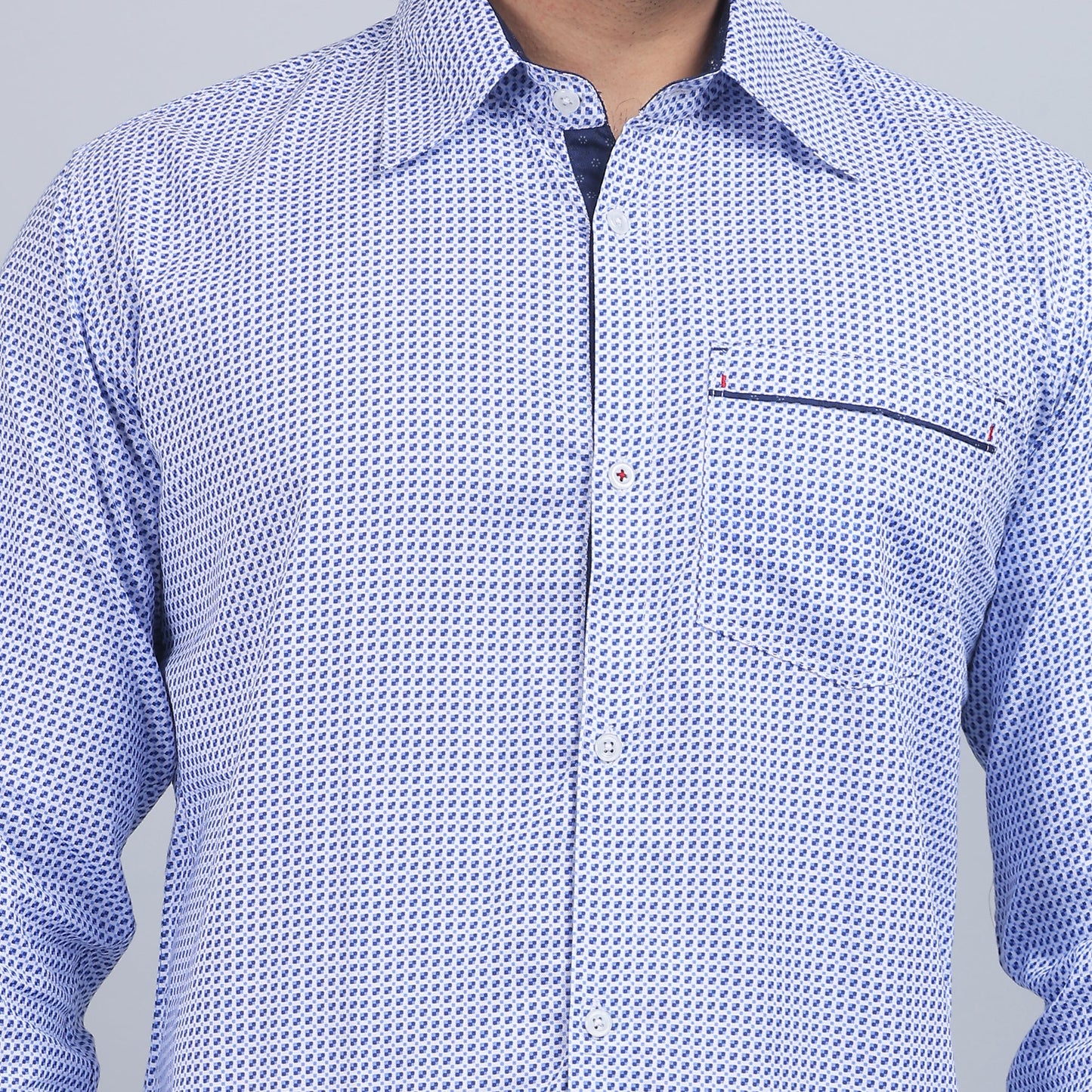 White Cotton printed full sleeves shirt