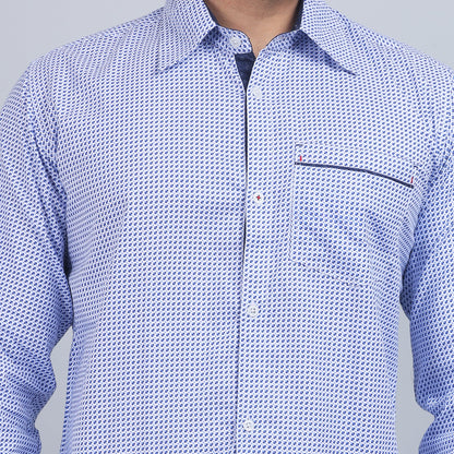 White Cotton printed full sleeves shirt