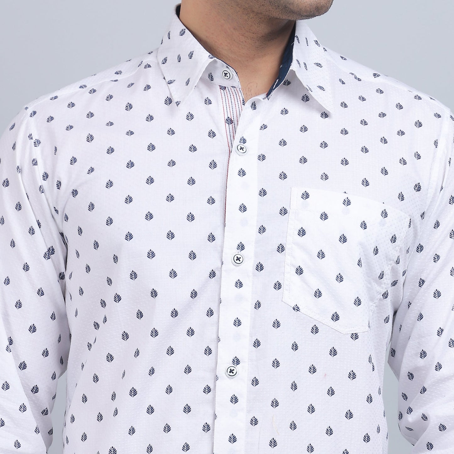 White Cotton printed full sleeves shirt