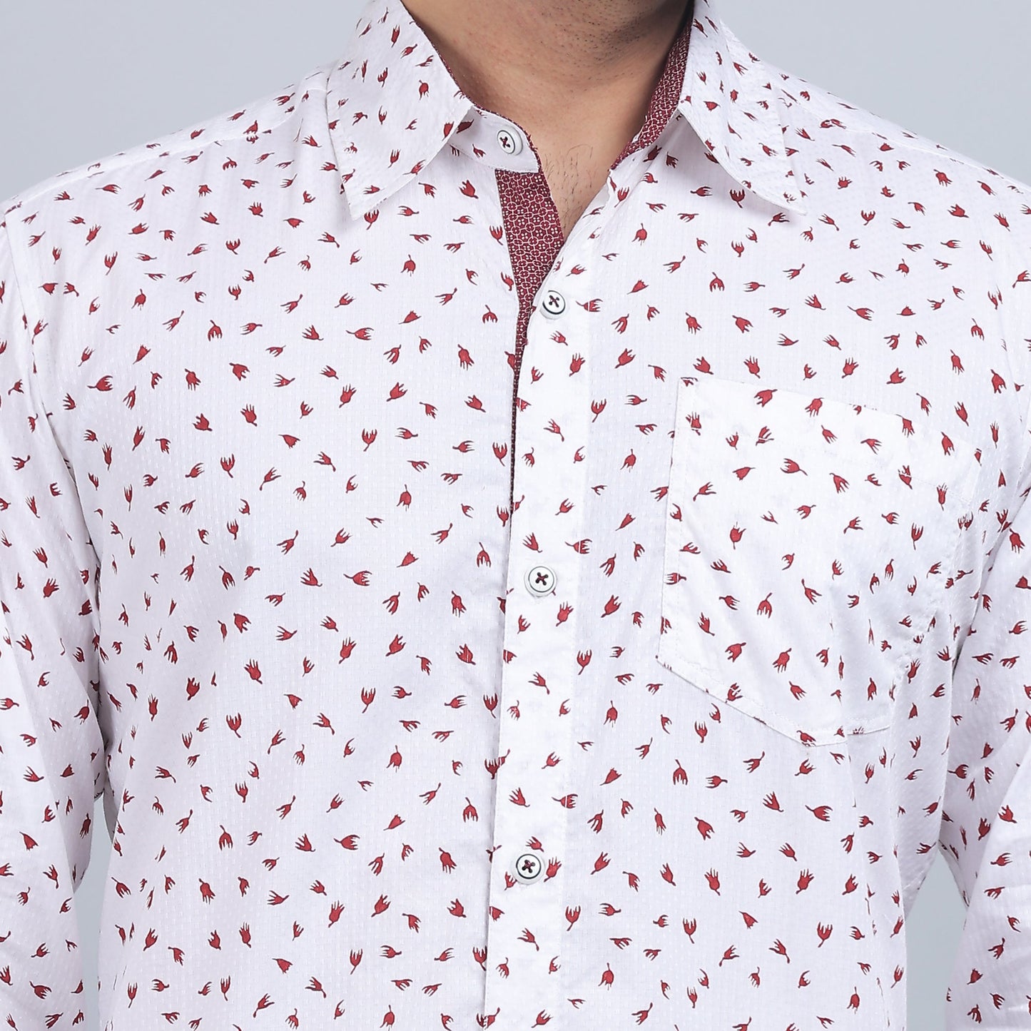 White Cotton printed full sleeves shirt
