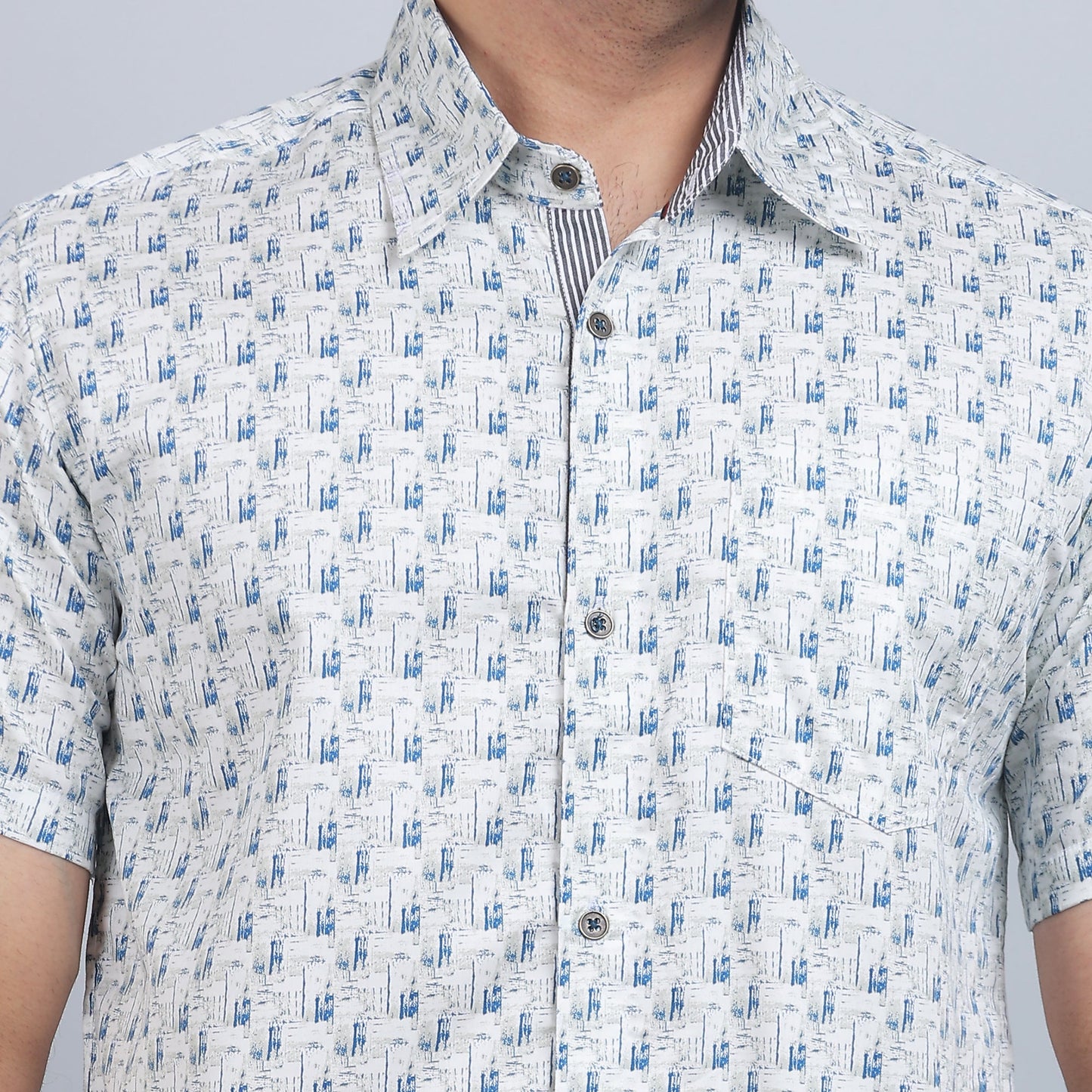 White Cotton printed half sleeves shirt