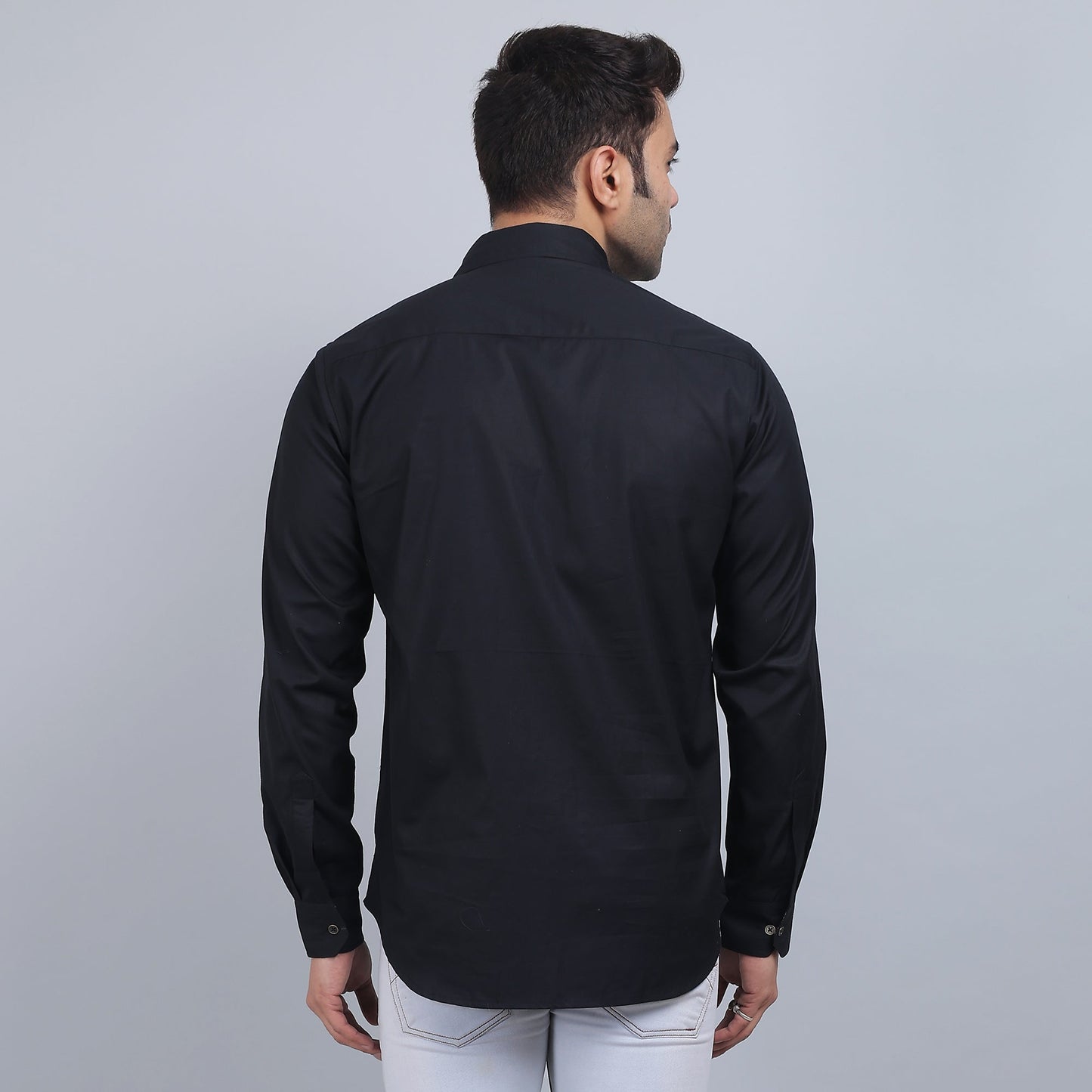Black Cotton SOLID Full Sleeves Shirt
