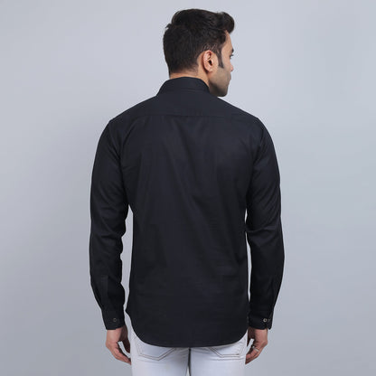 Black Cotton SOLID Full Sleeves Shirt