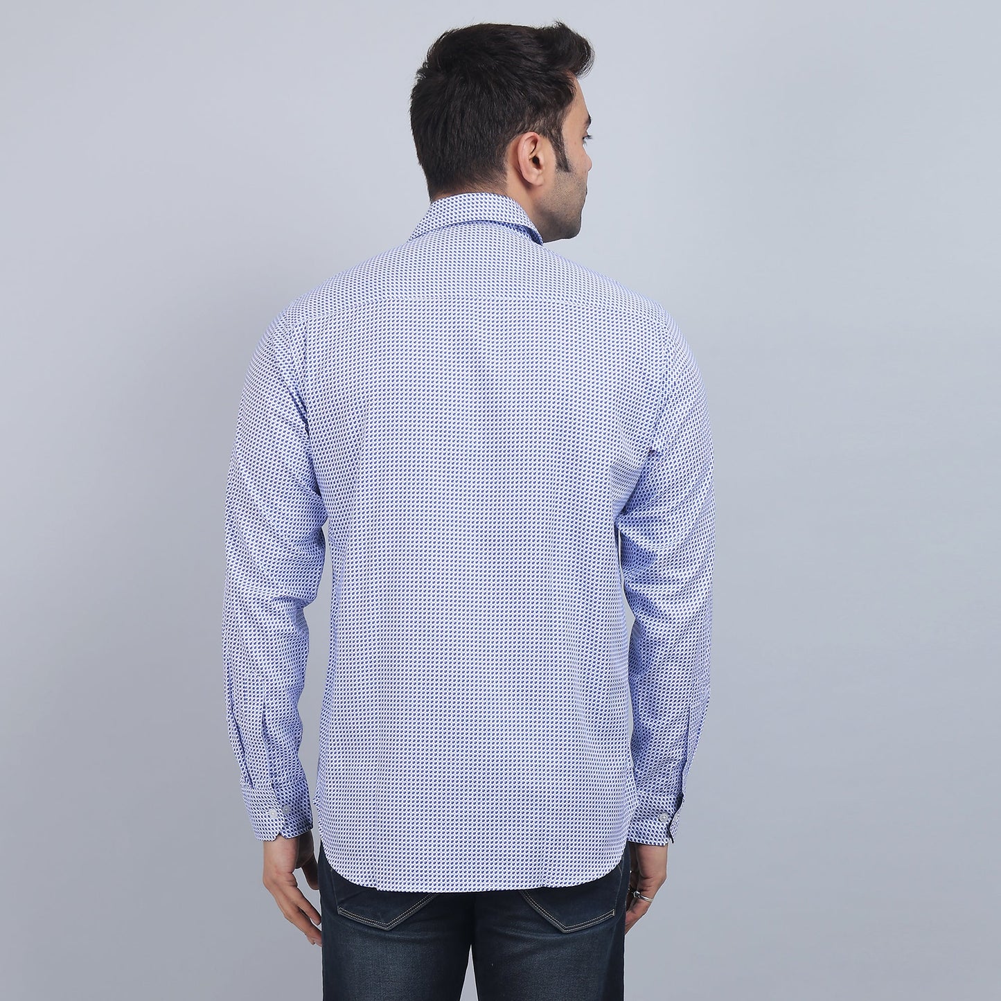 White Cotton printed full sleeves shirt