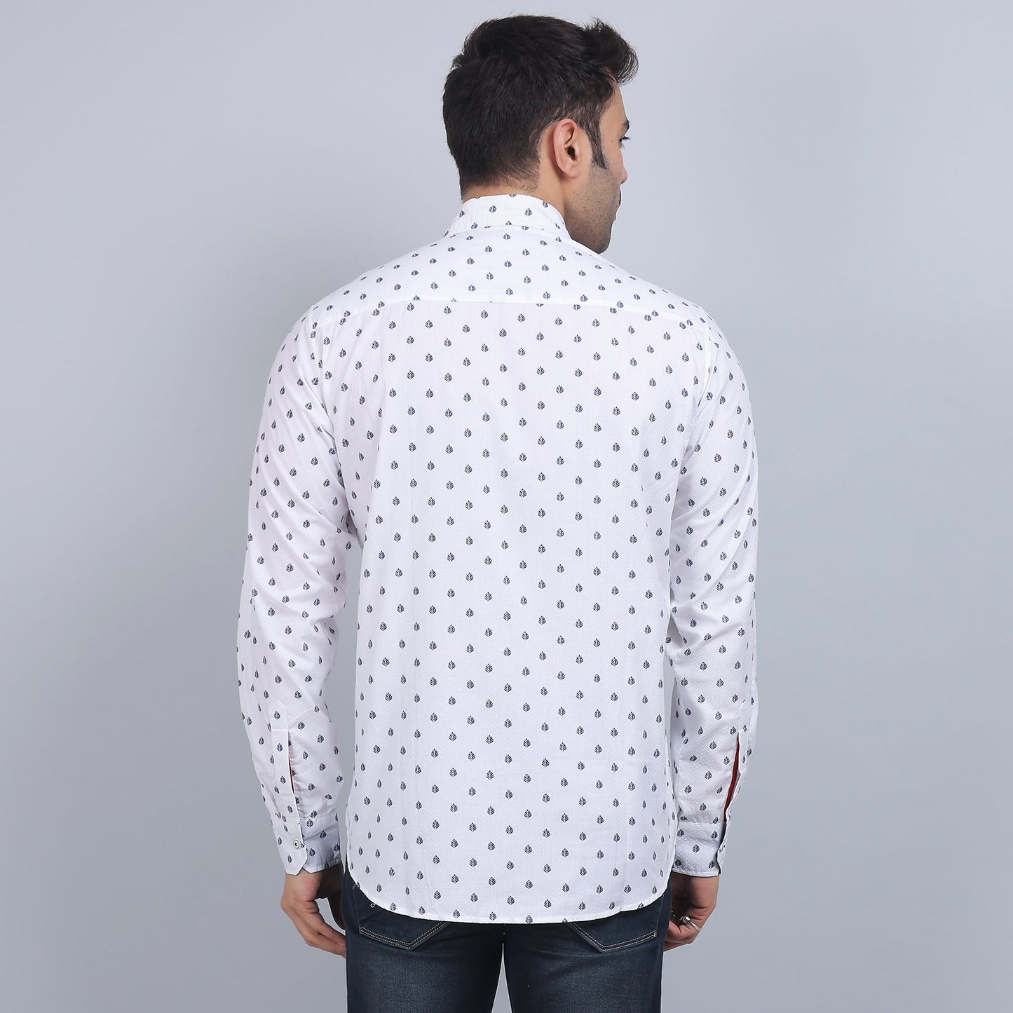 White Cotton printed full sleeves shirt