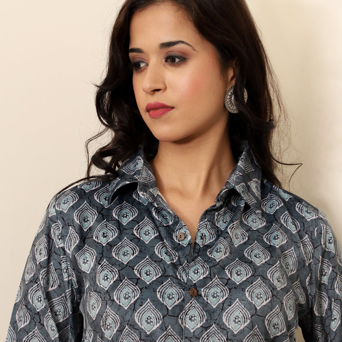 Printed Silk Velvet Knee-Length dress