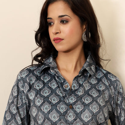 Printed Silk Velvet Knee-Length dress