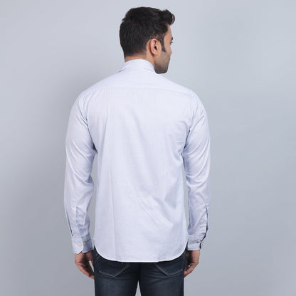 White Cotton printed full sleeves shirt