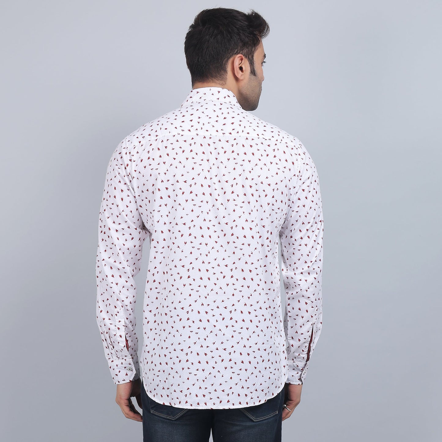 White Cotton printed full sleeves shirt