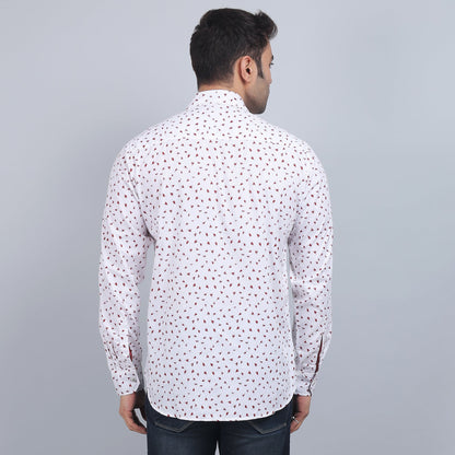 White Cotton printed full sleeves shirt