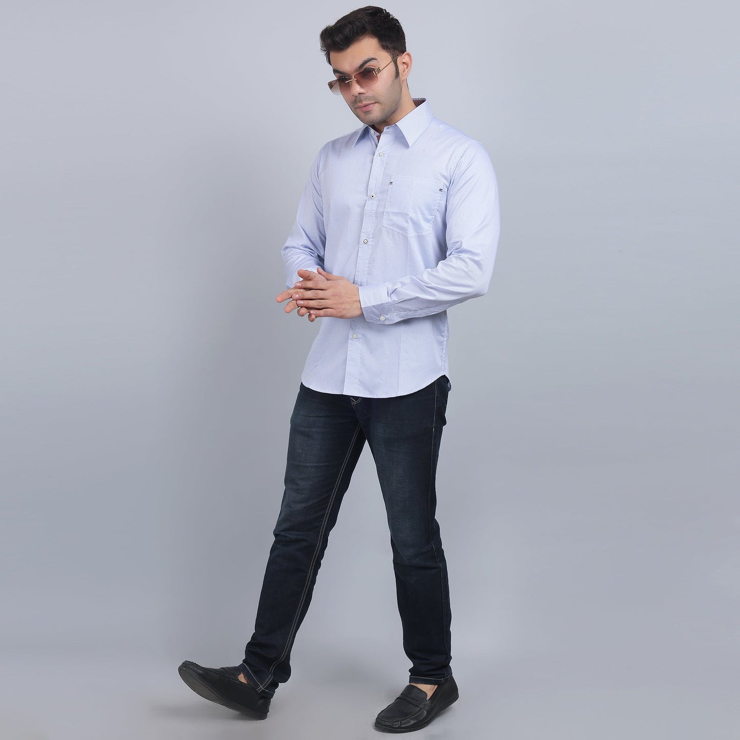 White Cotton printed full sleeves shirt