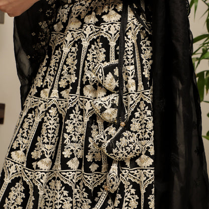 Black Embroidered Lehenga Set